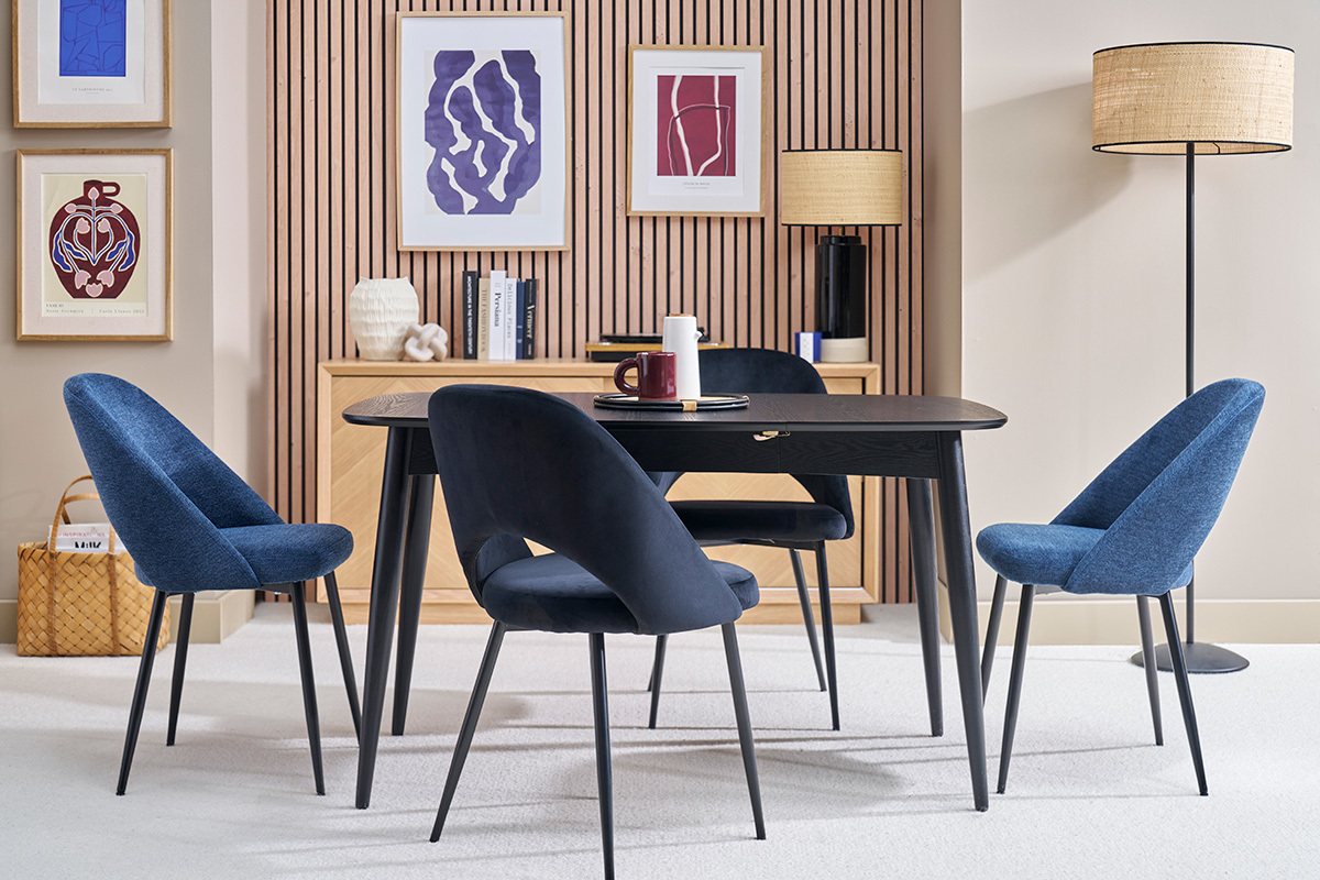 Ausziehbarer Esstisch schwarz L�nge 90x130 cm NORDECO