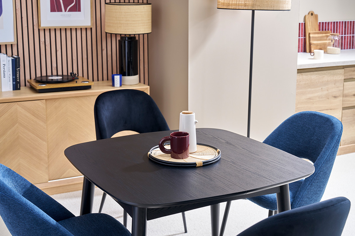 Ausziehbarer Esstisch schwarz L�nge 90x130 cm NORDECO