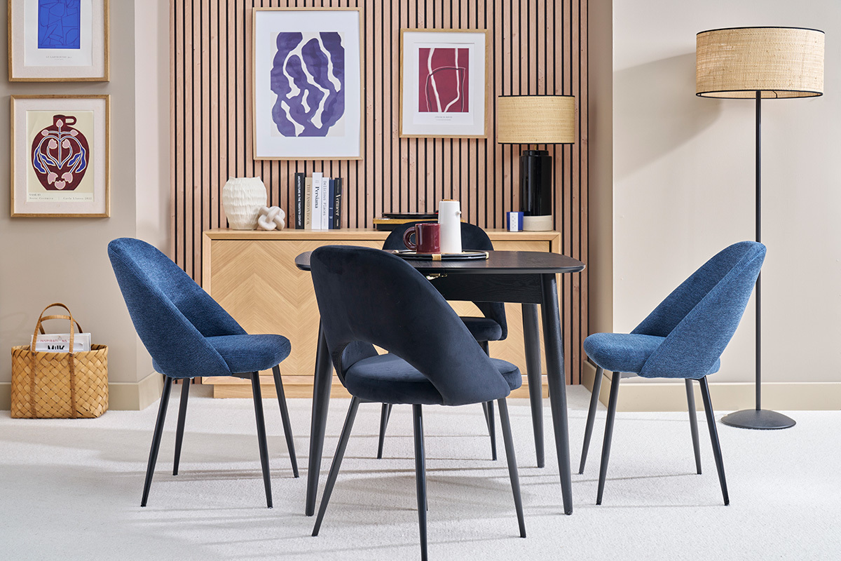 Ausziehbarer Esstisch schwarz L�nge 90x130 cm NORDECO