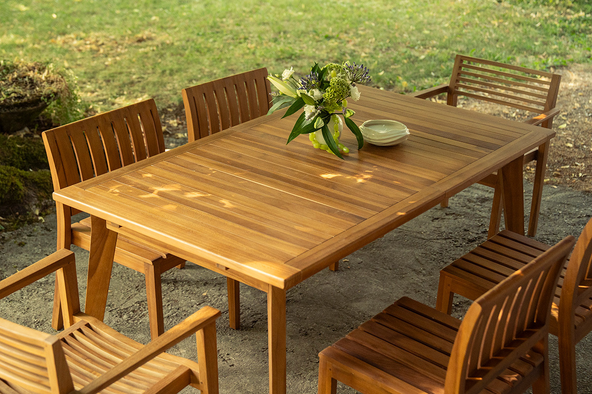 Ausziehbarer Gartentisch aus massivem Teakholz L160-210 cm LOMBOK