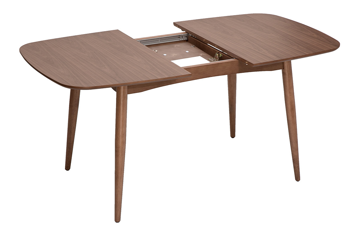 Ausziehbarer rechteckiger Esstisch aus dunklem Nussbaumholz L130-160 cm HELMA