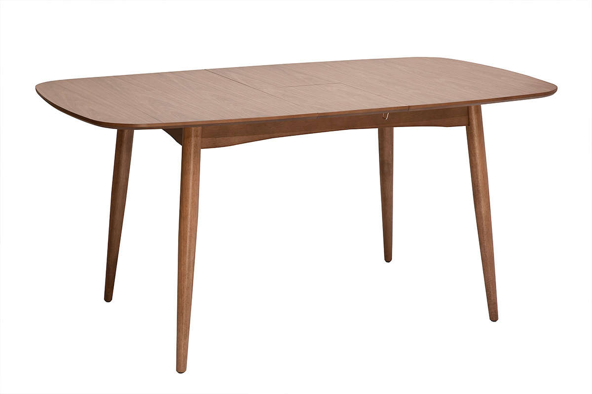 Ausziehbarer rechteckiger Esstisch aus dunklem Nussbaumholz L130-160 cm HELMA