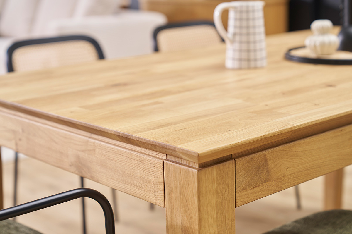 Ausziehbarer rechteckiger Esstisch aus hellem Eichenholz L160-220 cm YULIA