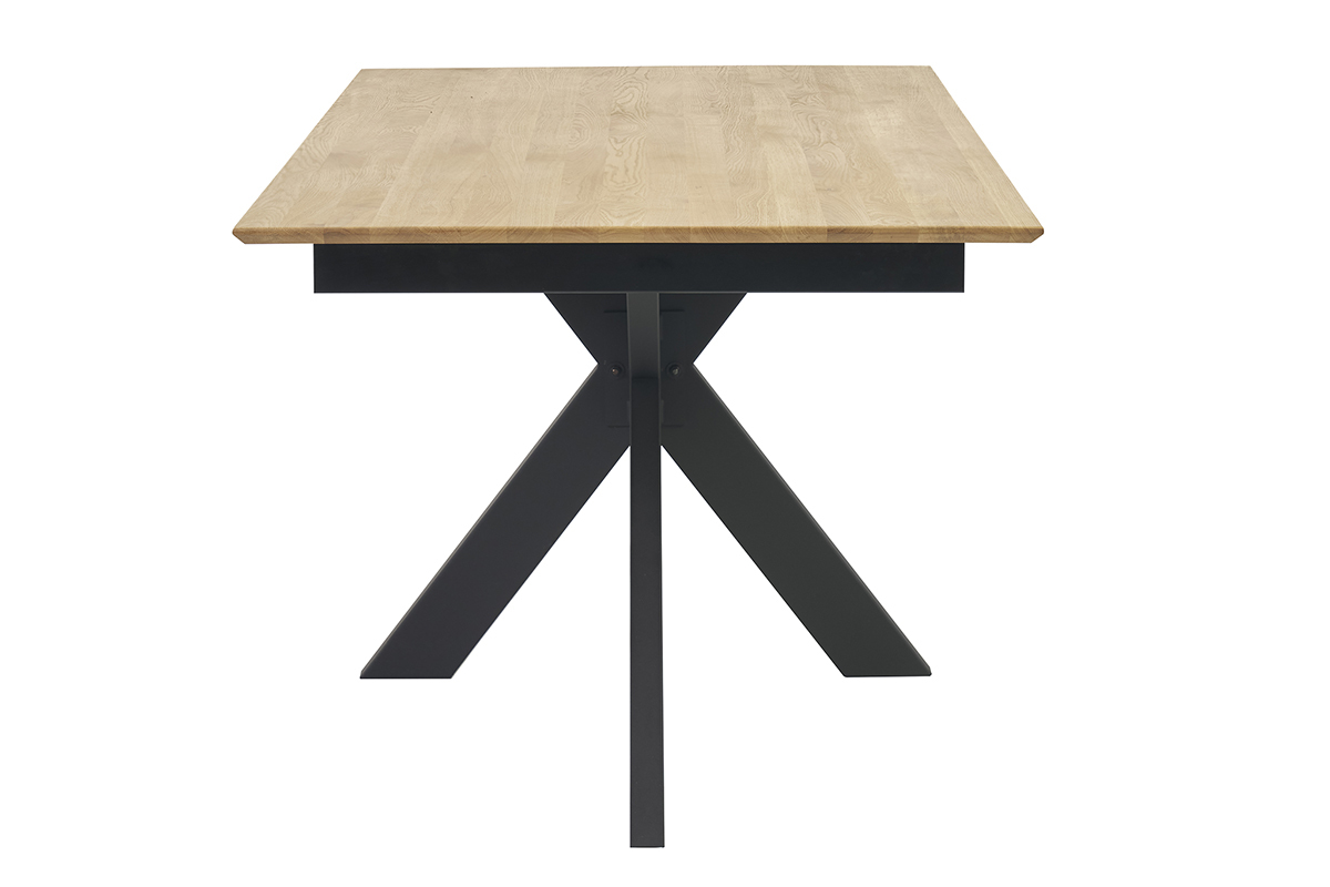 Esstisch AGATA aus massiver Eiche, Seitenansicht, Kreuzfu.