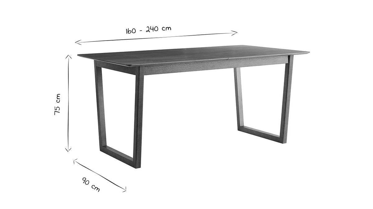 Ausziehbarer rechteckiger Esstisch Wallnussfinish B160-240 cm LAHO