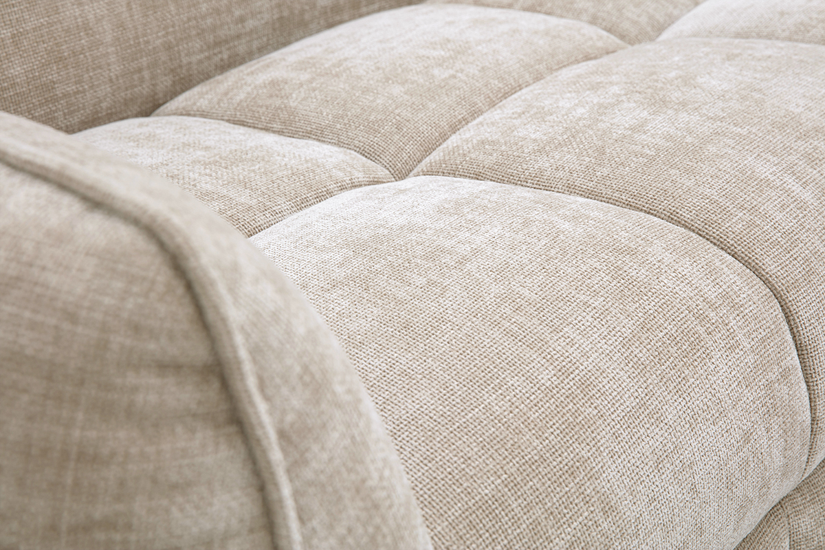 Detail des taupefarbenen Stoffes mit Samteffekt und Struktur des Schlafsofas WONDER