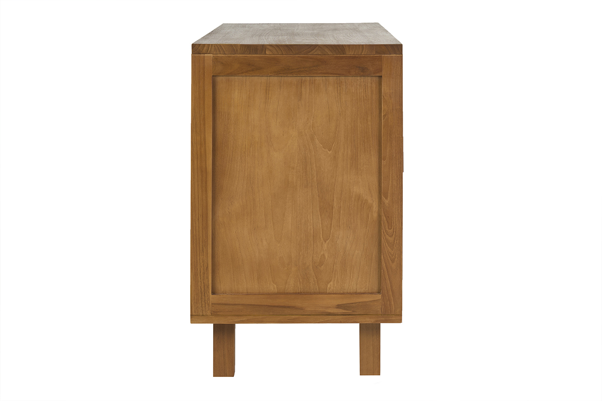 Badezimmerm�bel aus massivem Teakholz und geflochtenem Seil, Seitenansicht, Ma�e L120 cm.