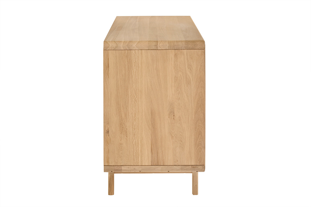 Badezimmerm�bel aus massiver Eiche, Seitenansicht, skandinavisches Design mit konisch zulaufenden F��en.