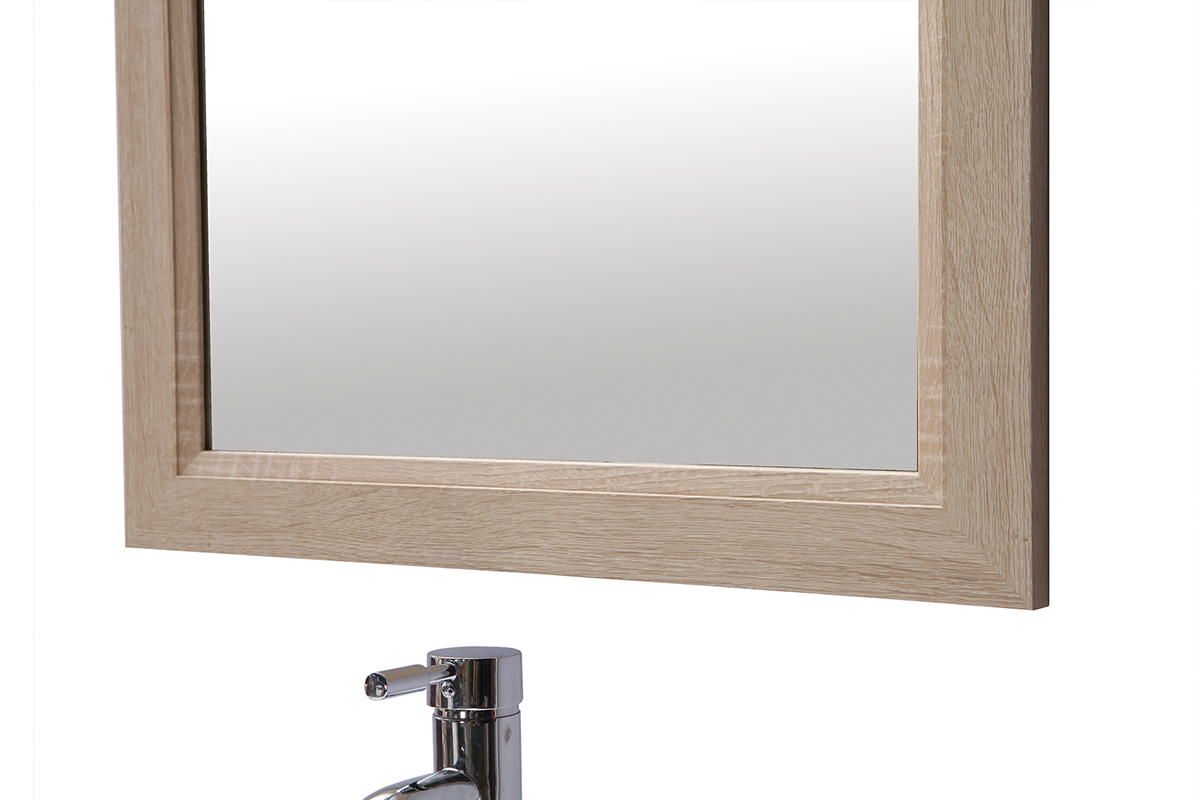 Badezimmerm�bel h�ngend mit Waschbecken, Spiegel und Stauraum Holz RIVER