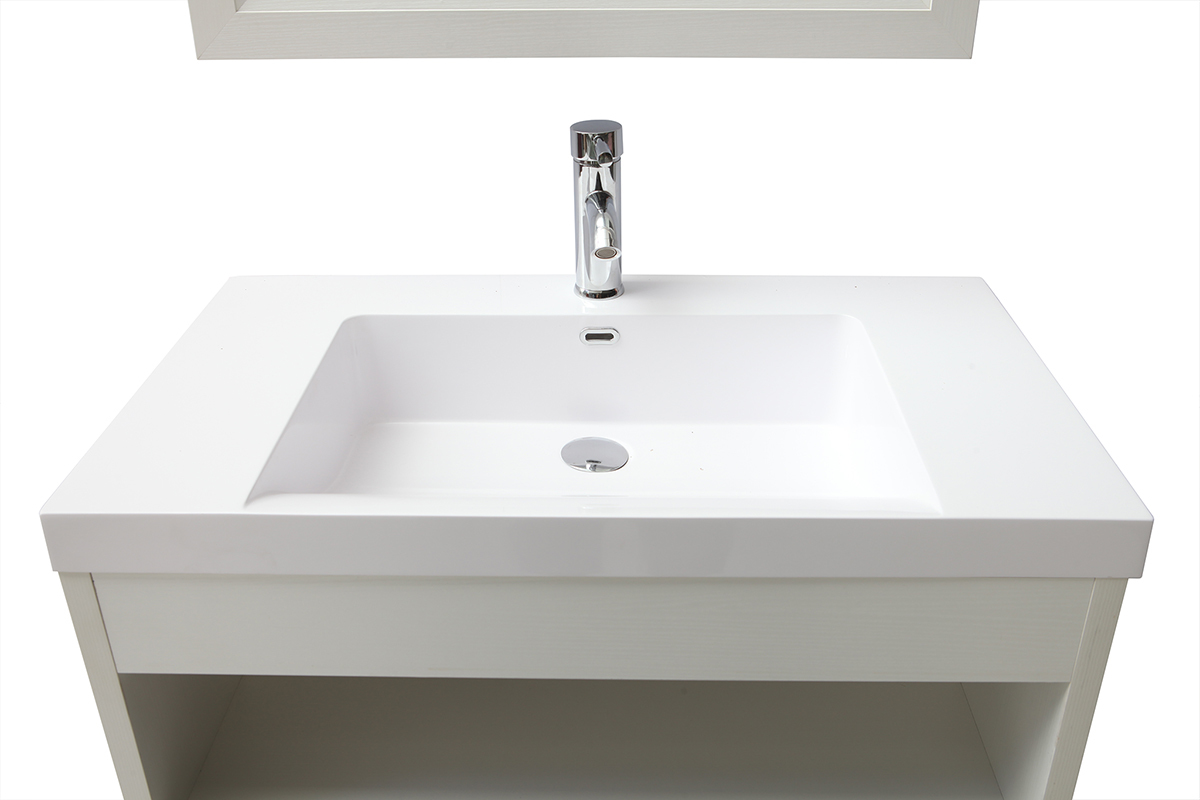 Badezimmermbel hngend mit Waschbecken, Spiegel und Stauraum Wei RIVER