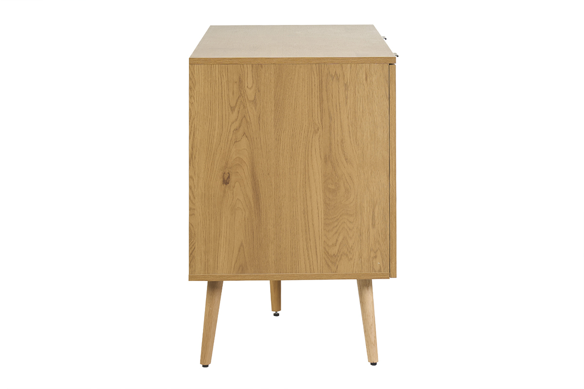 Badezimmerm�bel aus hellem Holz mit Geflecht, Seitenansicht