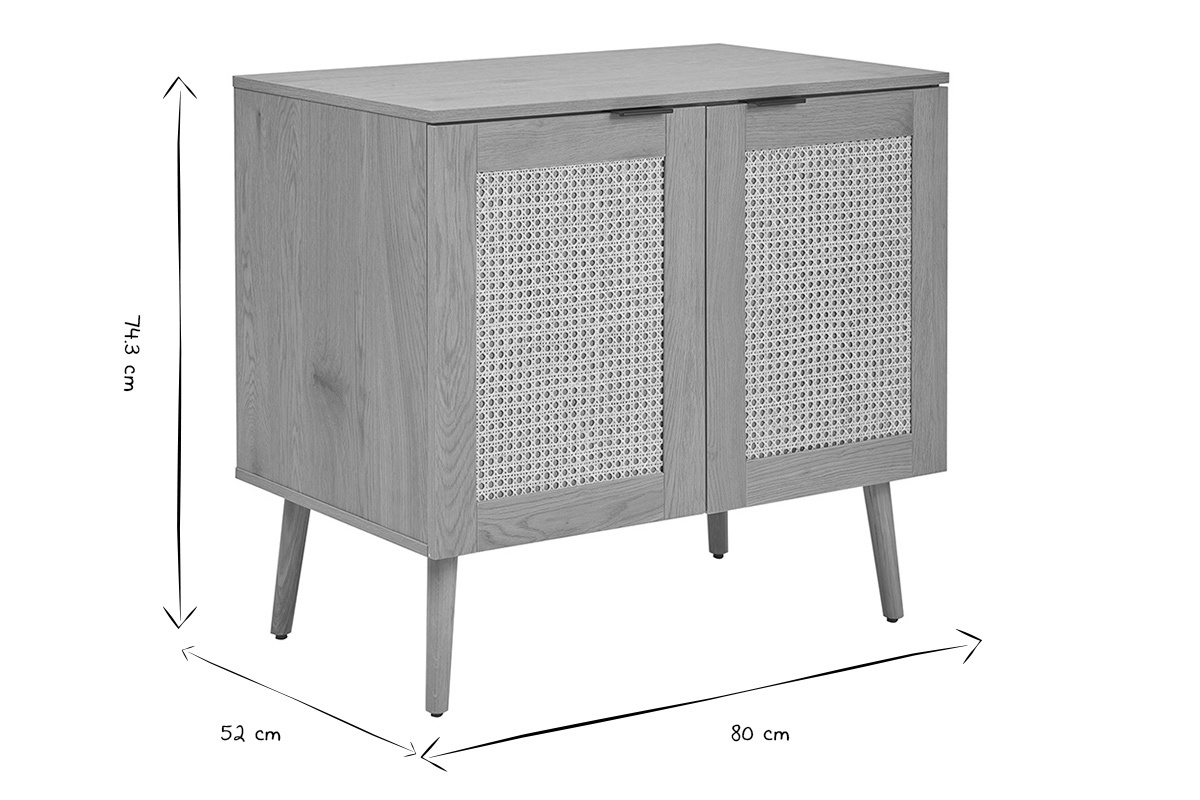 Abmessungen des Badezimmerm�bels MANILLE in Schwarz und Wei�: 80 cm breit, 52 cm tief, 74,3 cm hoch.