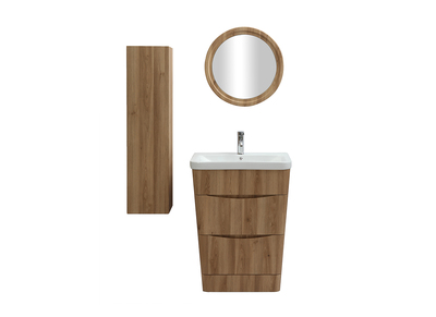 Badezimmermöbel und Säule Holz mit Waschbecken, Spiegel und Ablageflächen WILD - Badezimmermöbel und Säule Holz mit Waschbecken, Spiegel und Ablageflächen WILD