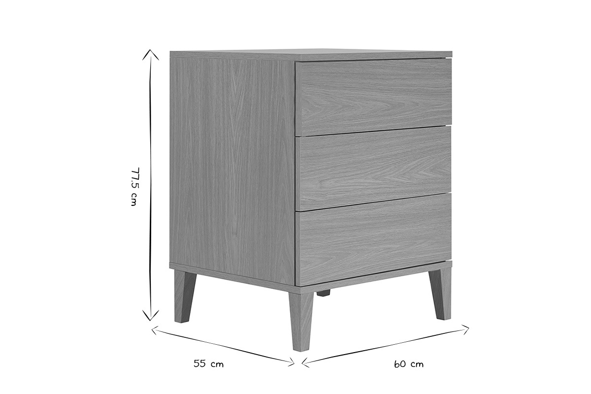 Ma�e des Badezimmerm�bels FREDDY in Schwarz und Wei�, 77,5 cm hoch, 60 cm breit, 55 cm tief.