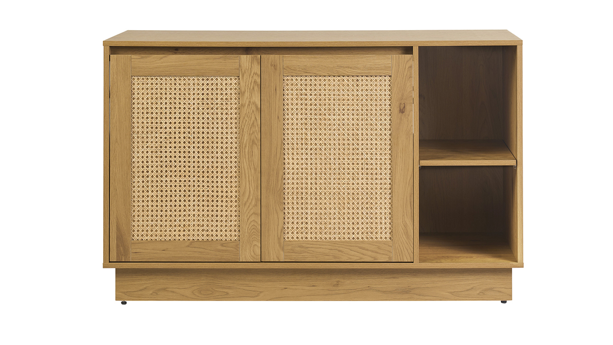Badm�bel in heller Holzoptik, Eiche und Rattangeflecht B120 cm ALICANTE
