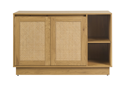 Badm&ouml;bel in heller Holzoptik, Eiche und Rattangeflecht B120 cm ALICANTE