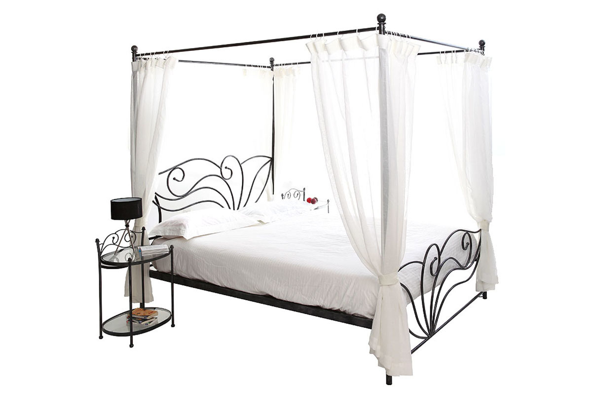 Baldachinbett im Barockstil fr 2 Personen 140x190 VENEZIA Schwarz patiniert