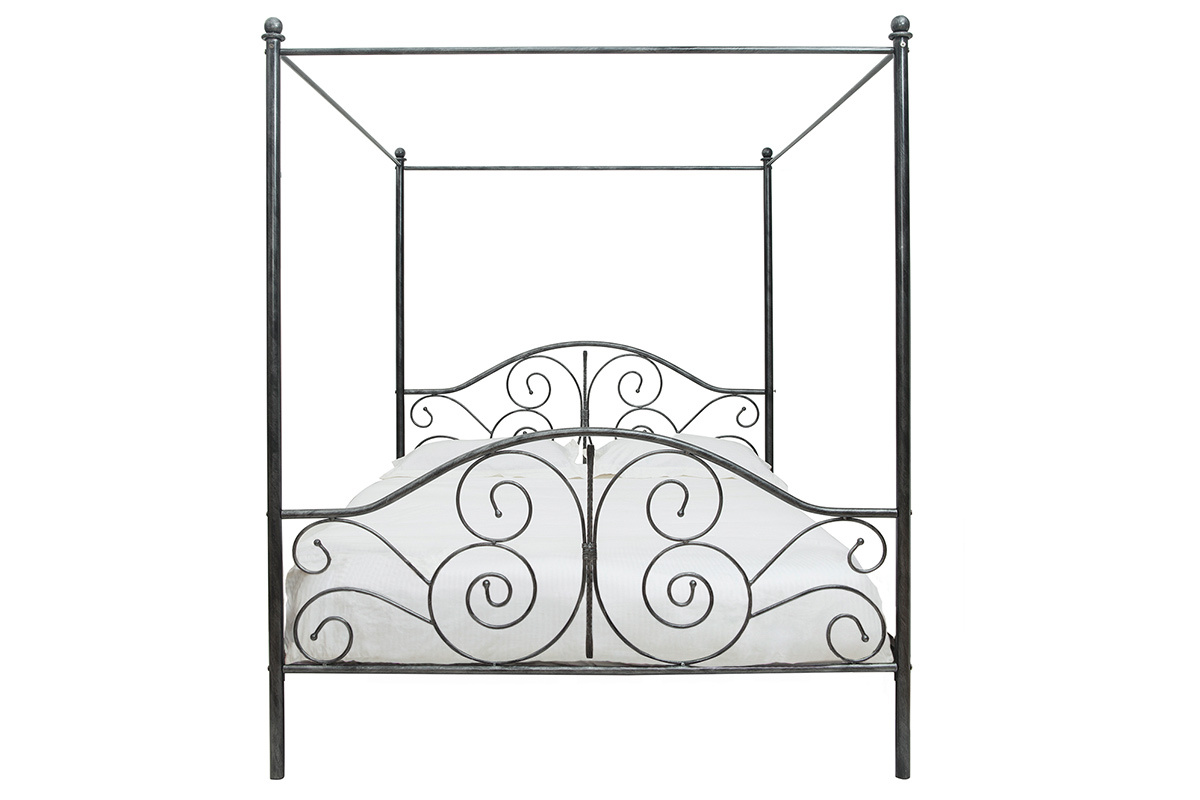 Baldachinbett im Barockstil fr 2 Personen VICTORIA Schwarz
