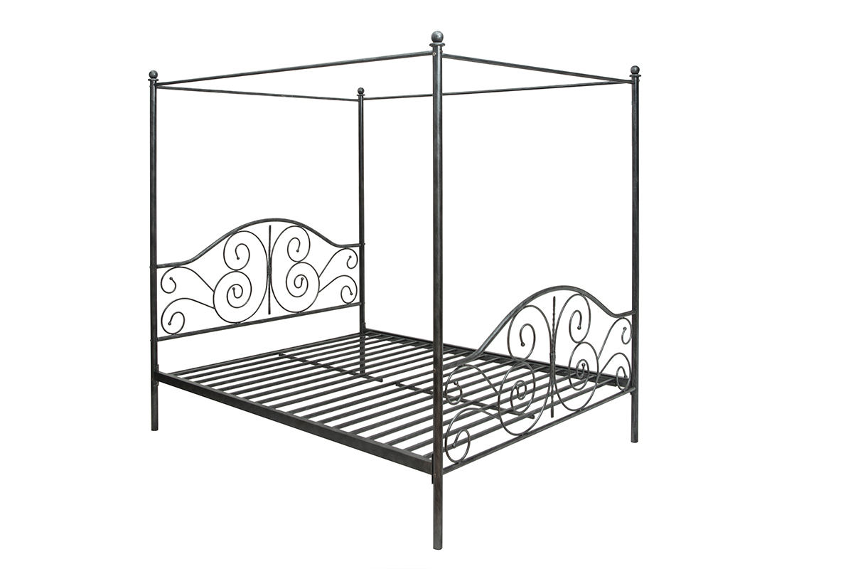Baldachinbett im Barockstil fr 2 Personen VICTORIA Schwarz