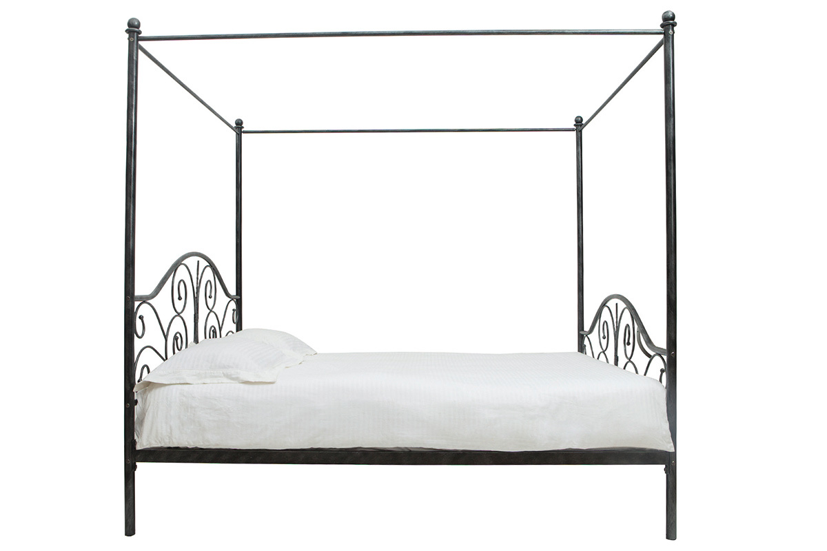 Baldachinbett im Barockstil fr 2 Personen VICTORIA Schwarz
