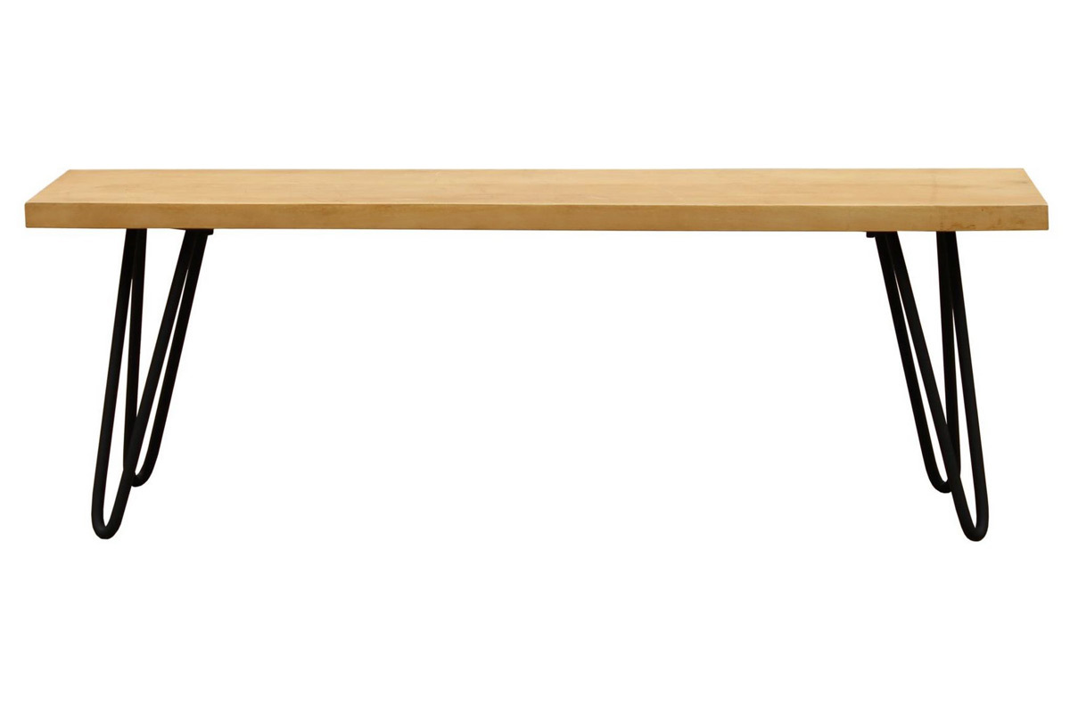 Bank aus Mangoholz und schwarzem Metall 130 cm VIBES