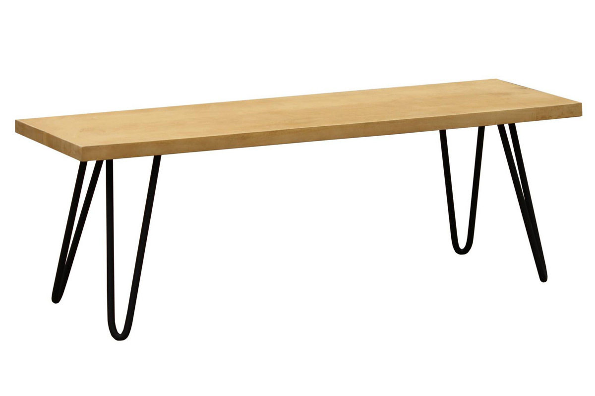 Bank aus Mangoholz und schwarzem Metall 130 cm VIBES