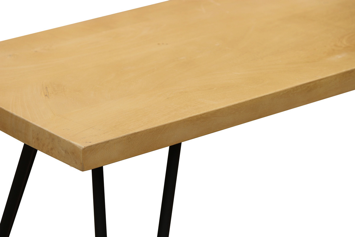 Bank aus Mangoholz und schwarzem Metall 130 cm VIBES