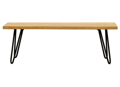 Bank aus Mangoholz und schwarzem Metall 130 cm VIBES - Bank aus Mangoholz und schwarzem Metall 130 cm VIBES