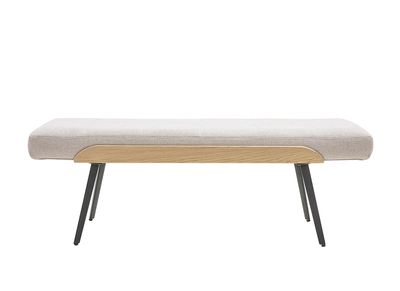 Bank aus Stoff mit strukturiertem Samteffekt, beige, helles Holz und schwarzes Metall L123 cm ELIOR