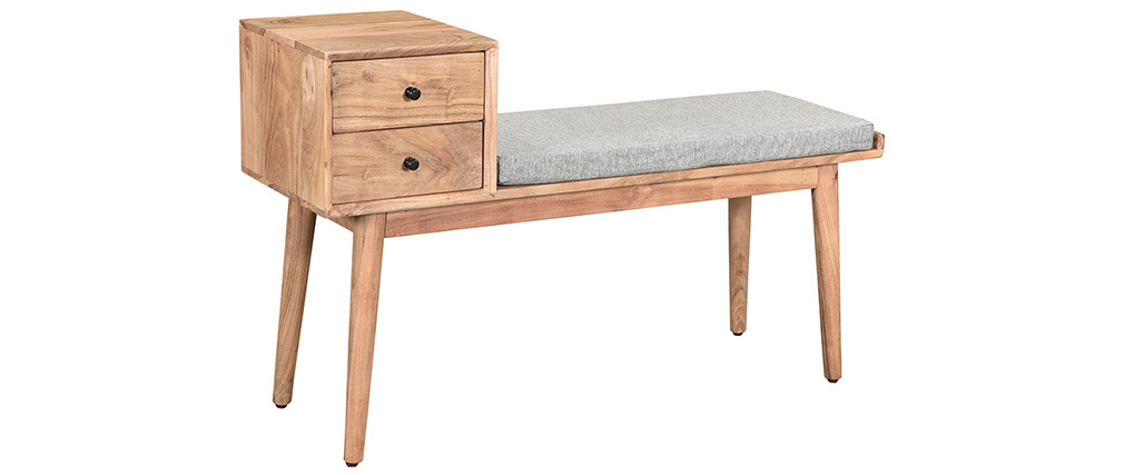 Bank für den Eingangsbereich mit 2 Schubladen aus Akazienholz ALTY