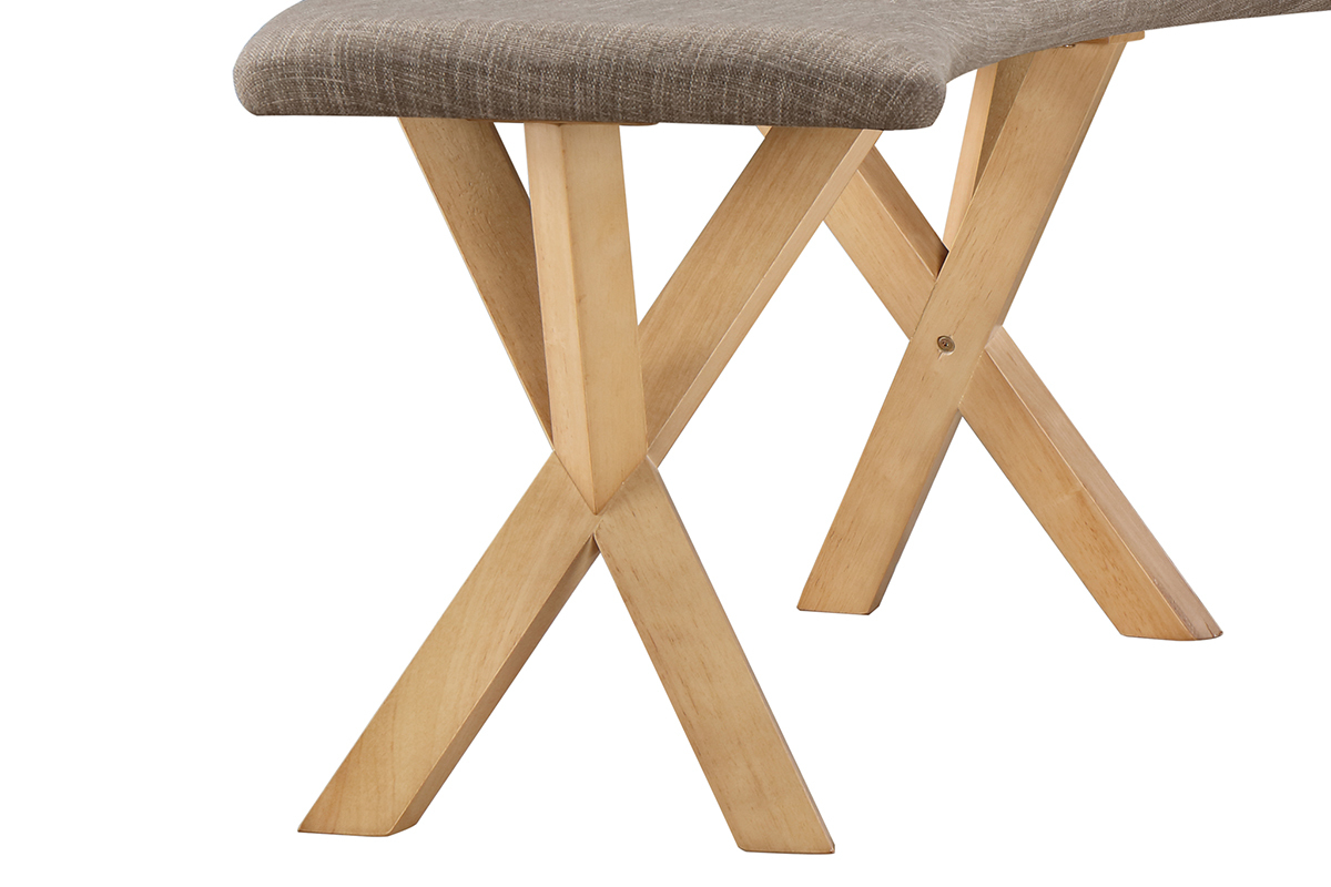 Bank skandinavisches Design Eiche und grauer Stoff ANIK