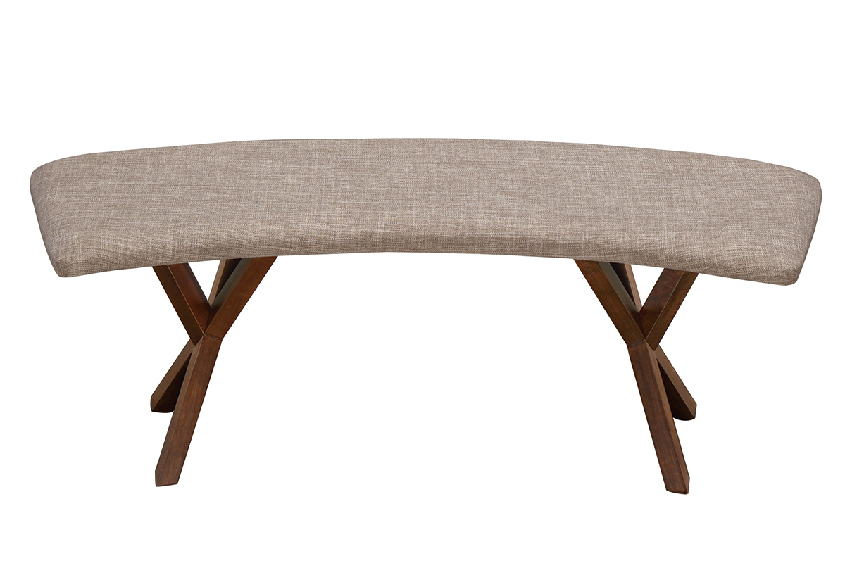 Bank Vintage-Design Nussbaum und grauer Stoff ANIK