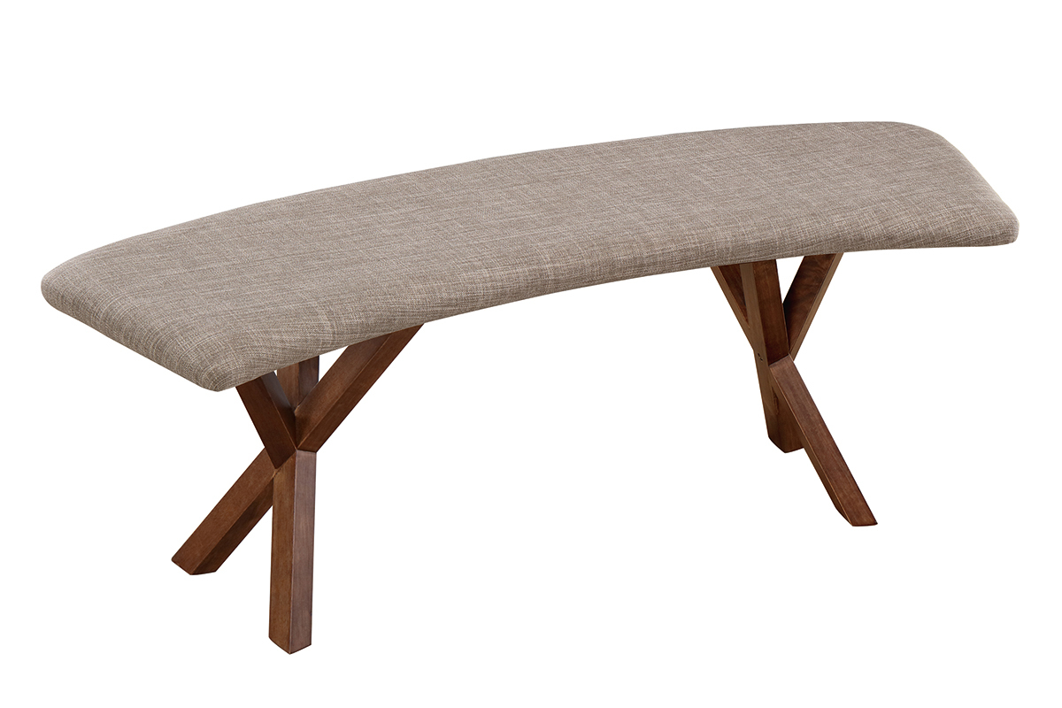 Bank Vintage-Design Nussbaum und grauer Stoff ANIK