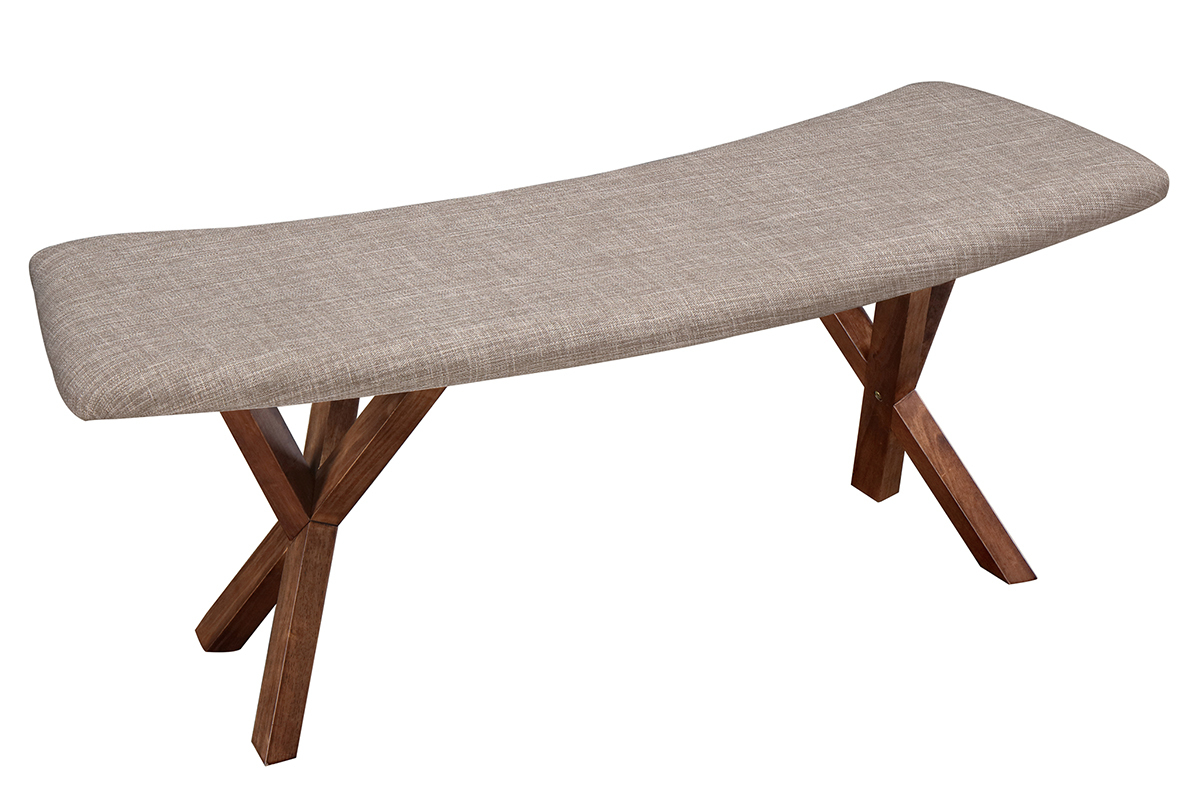 Bank Vintage-Design Nussbaum und grauer Stoff ANIK