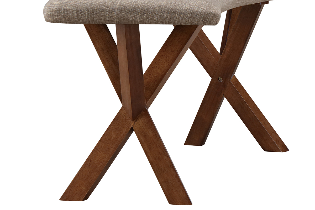 Bank Vintage-Design Nussbaum und grauer Stoff ANIK