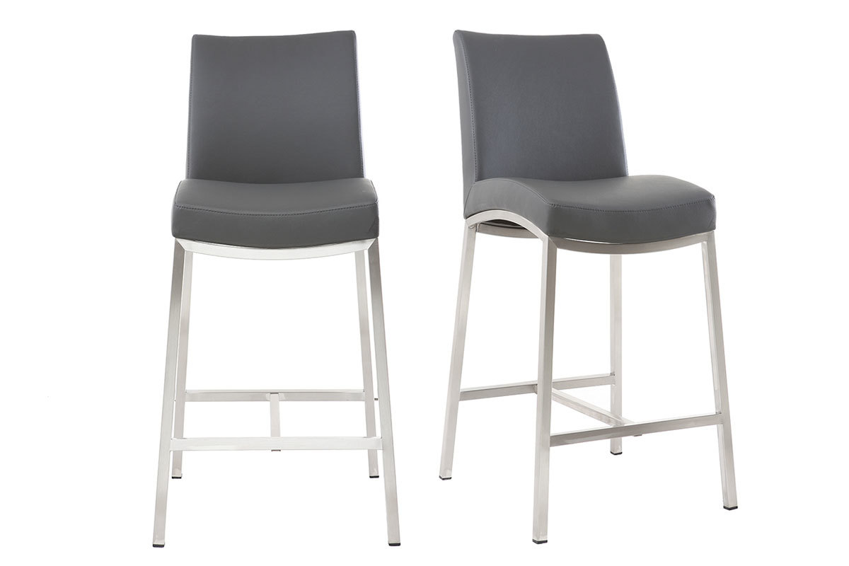 Barhocker Aluminium gebrstet PU Dunkelgrau (2er-Set) OLLY