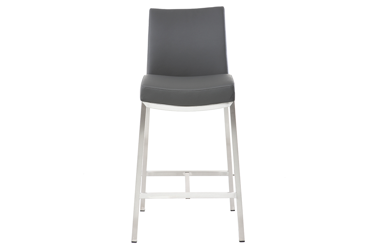 Barhocker Aluminium gebrstet PU Dunkelgrau (2er-Set) OLLY