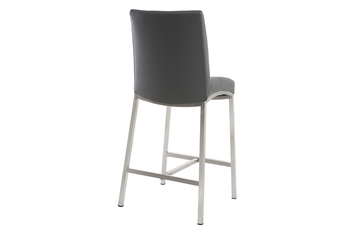Barhocker Aluminium gebrstet PU Dunkelgrau (2er-Set) OLLY