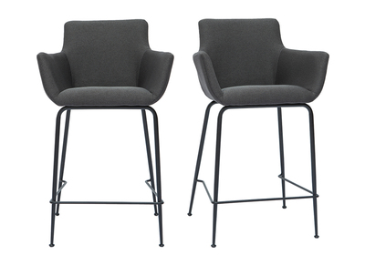 Barhocker anthrazitgrauer Stoff H65 cm (2er-Set) CARLIE