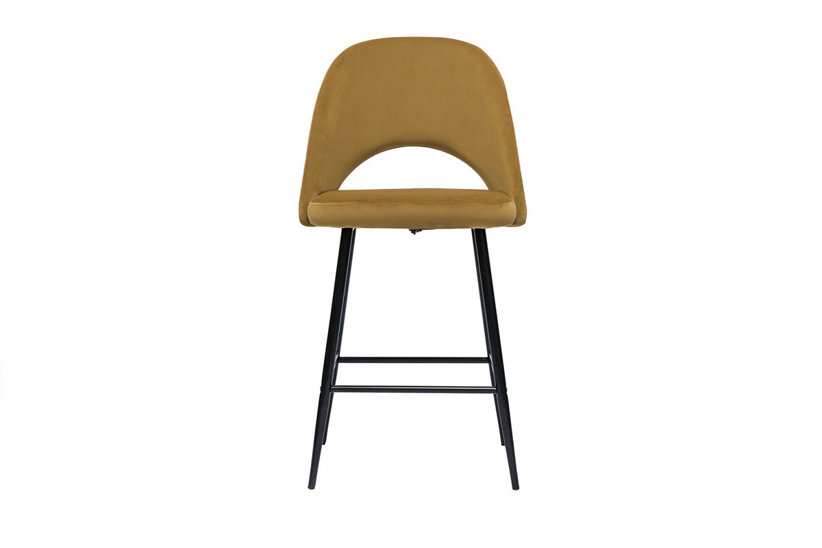 Barhocker aus bronzefarbenem Samt und Metall H65 cm (2er-Set) COSETTE