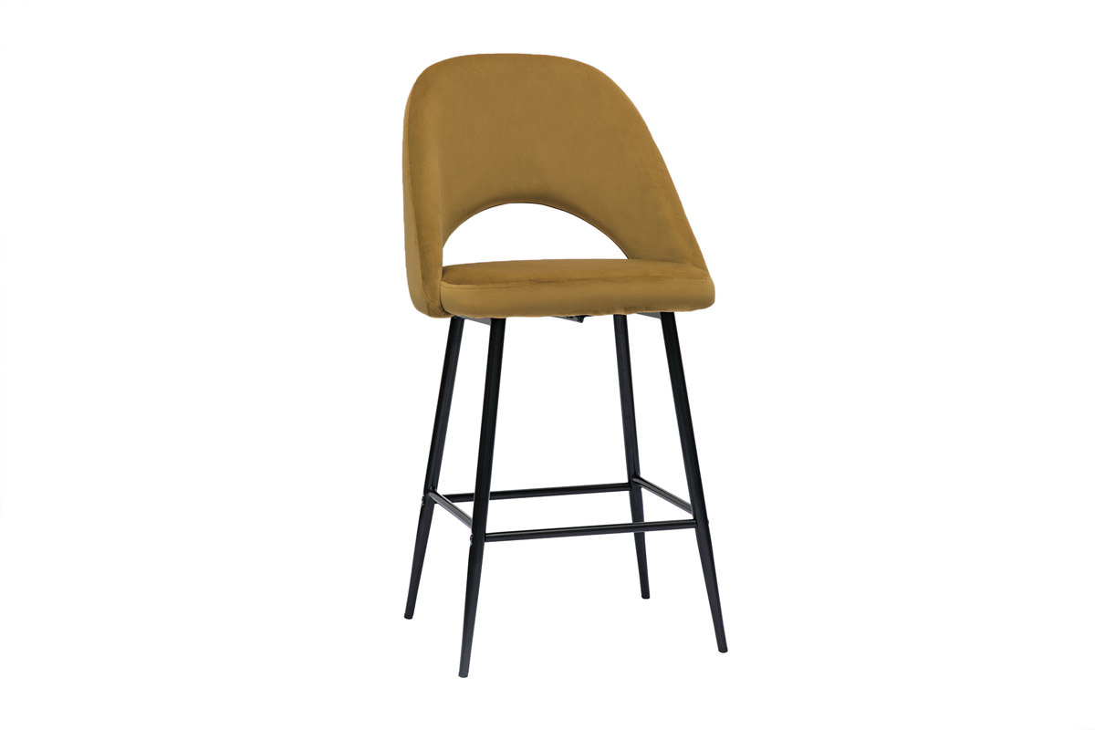 Barhocker aus bronzefarbenem Samt und Metall H65 cm (2er-Set) COSETTE