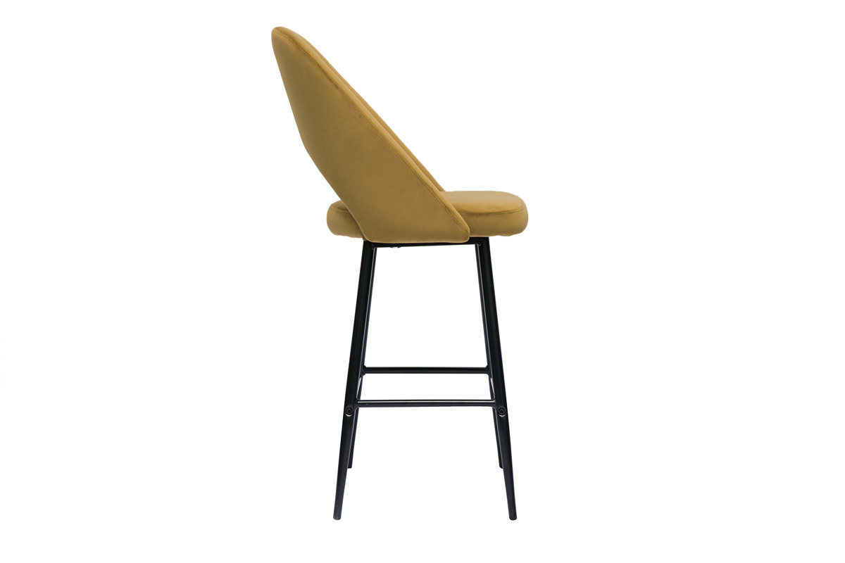 Barhocker aus bronzefarbenem Samt und Metall H65 cm (2er-Set) COSETTE