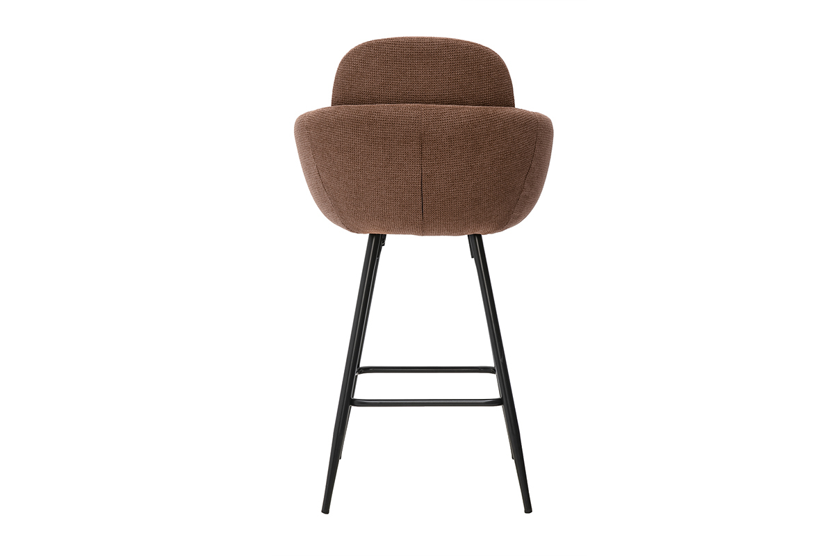 Barhocker aus Chenille-Stoff, branntes Terra und schwarzem Metall H68,5 cm (Set aus 2) SLAKE