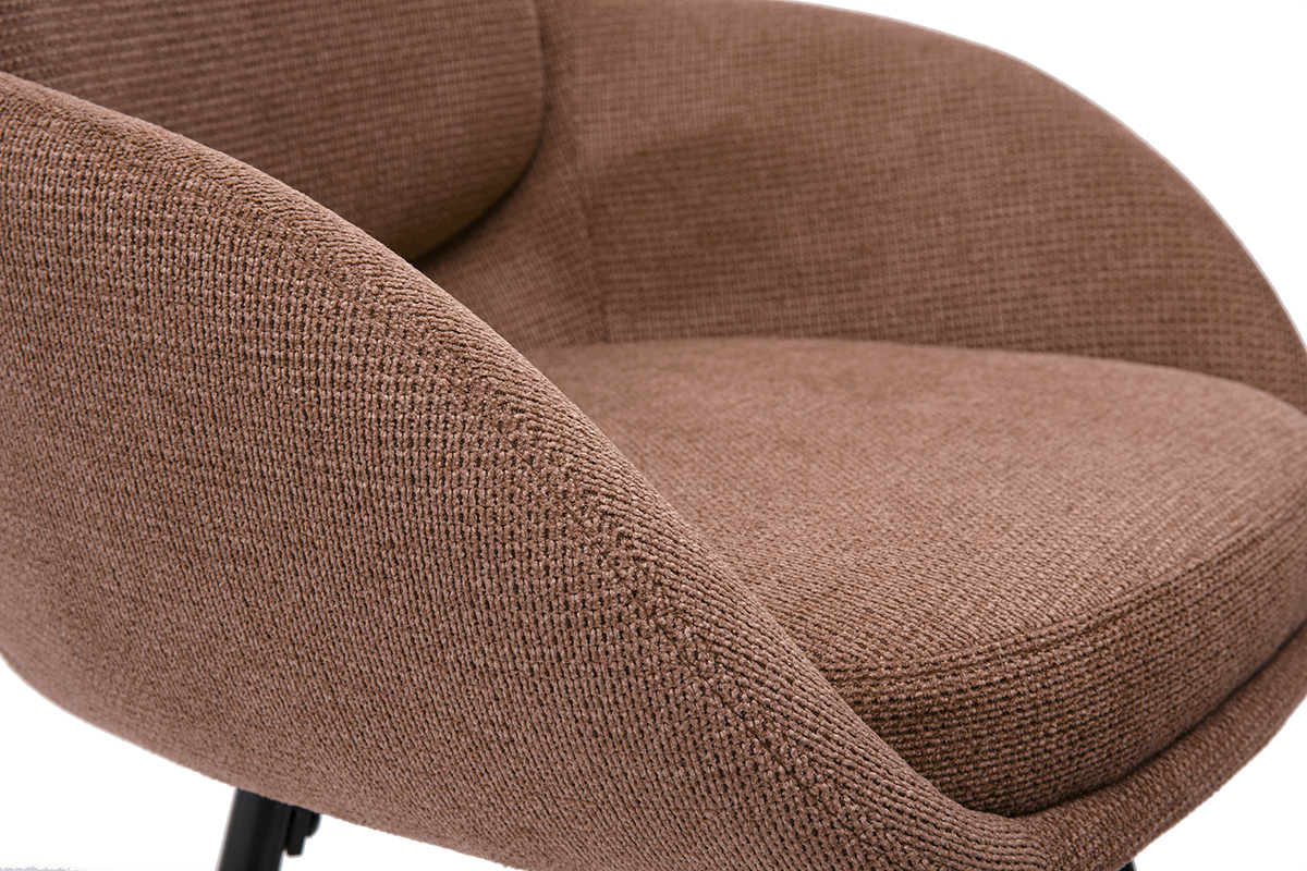Barhocker aus Chenille-Stoff, branntes Terra und schwarzem Metall H68,5 cm (Set aus 2) SLAKE