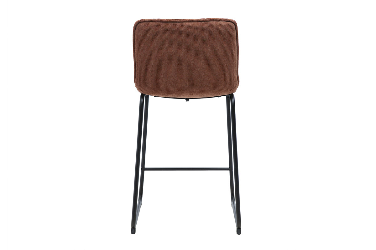 Barhocker VISTO aus Chenille-Stoff in gebrannter Erde, R�ckansicht mit schwarzem Metallgestell.