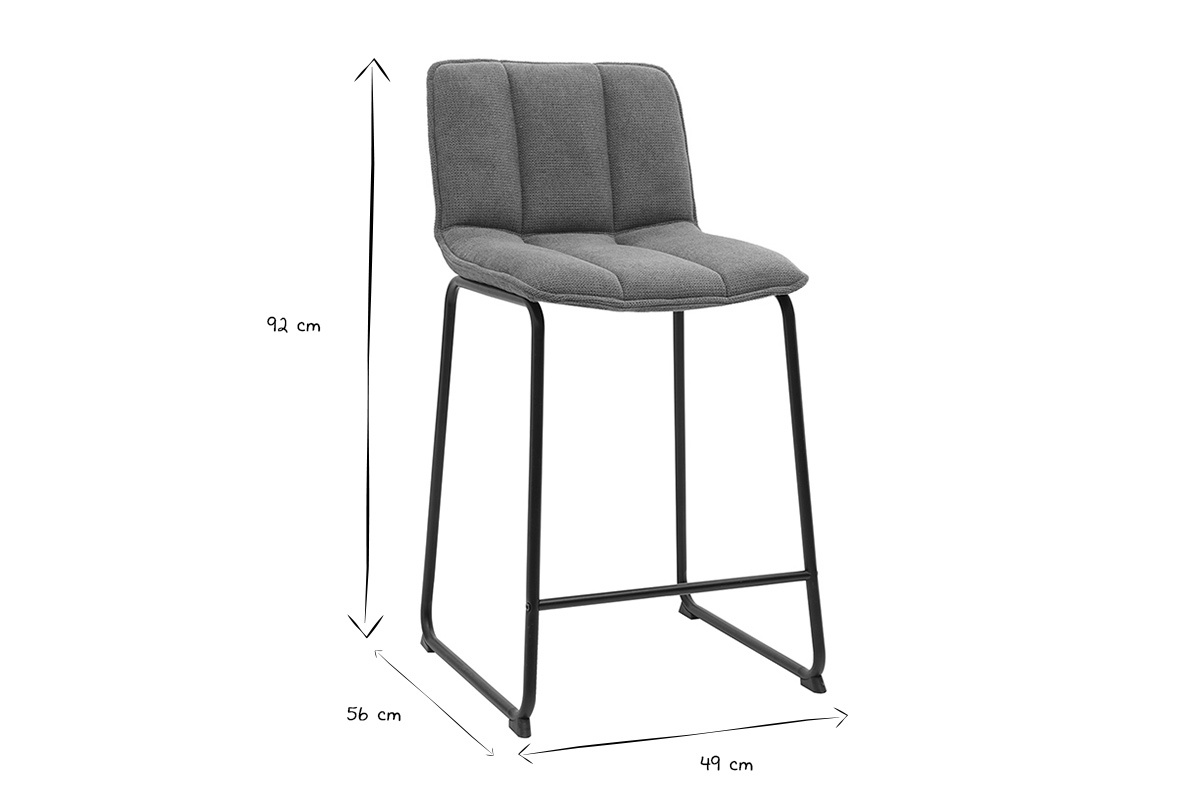Abmessungen der Barhocker in Schwarzwei�: H92 cm, B49 cm, T56 cm, Sitzh�he 65,6 cm.