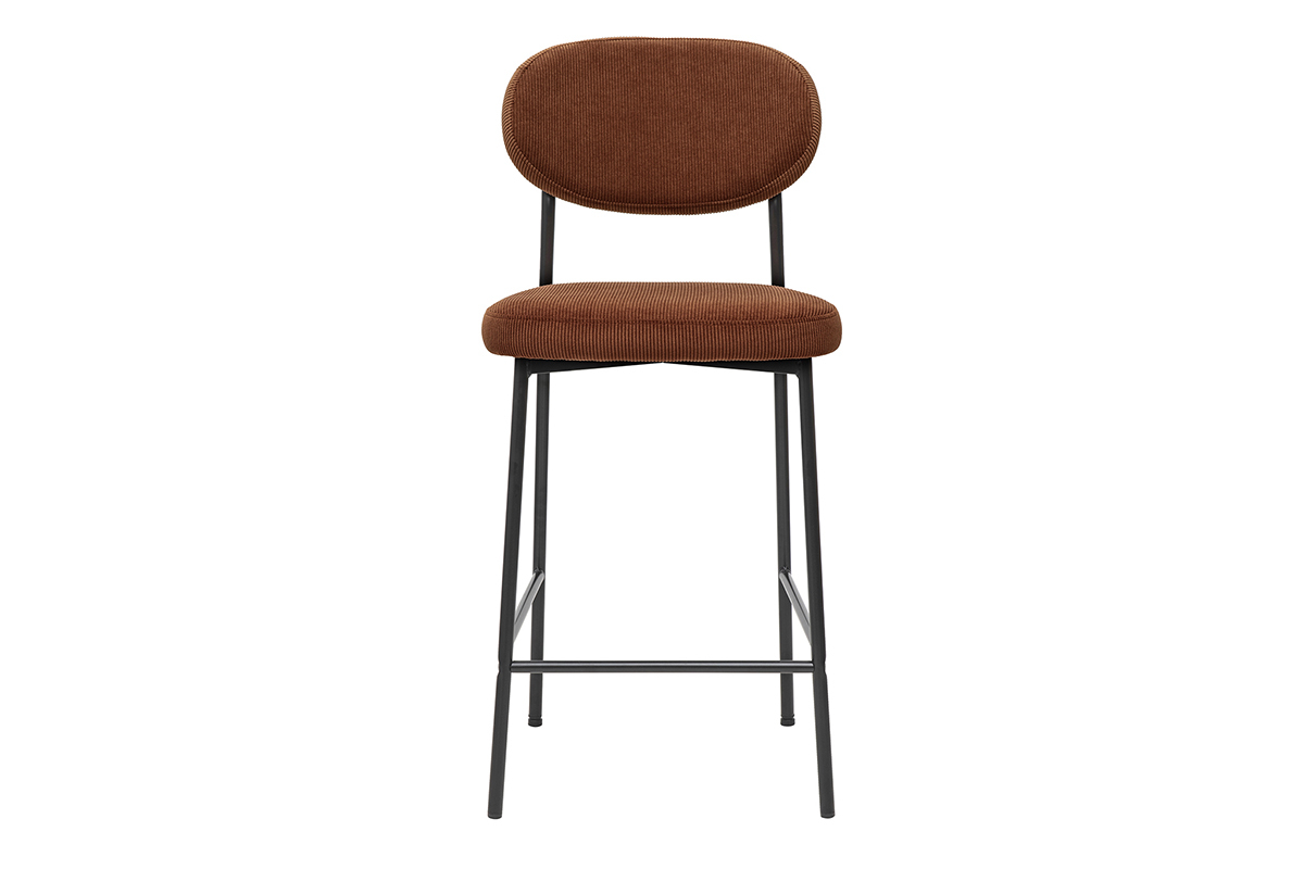 Barhocker aus Cord-Samt in gebrannter Erde H65 cm (2er-Set) BREKA