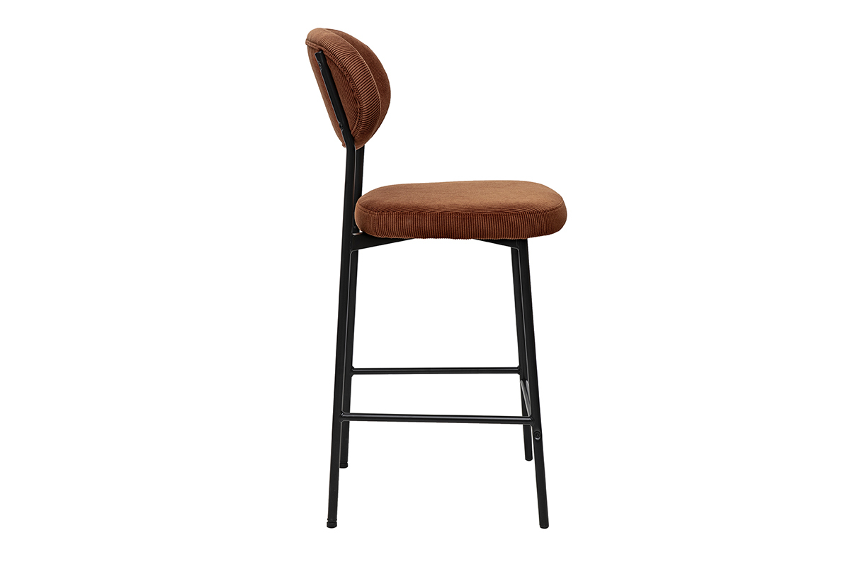 Barhocker aus Cord-Samt in gebrannter Erde H65 cm (2er-Set) BREKA