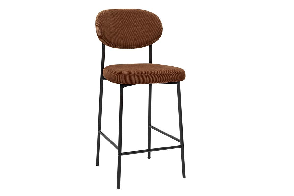 Barhocker aus Cord-Samt in gebrannter Erde H65 cm (2er-Set) BREKA