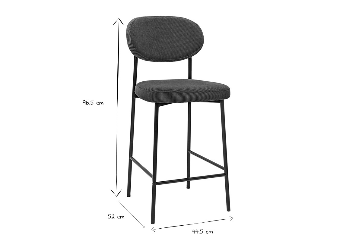 Barhocker aus Cord-Samt in gebrannter Erde H65 cm (2er-Set) BREKA